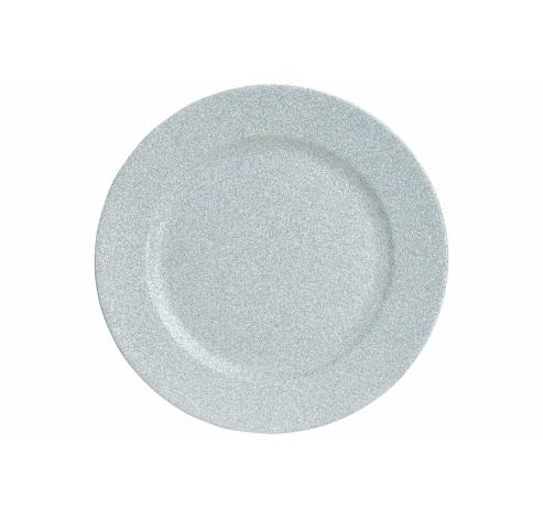 Bord Glitter Zilver D33xh2cm Rond Kunsts Tof  Cosy @ Home