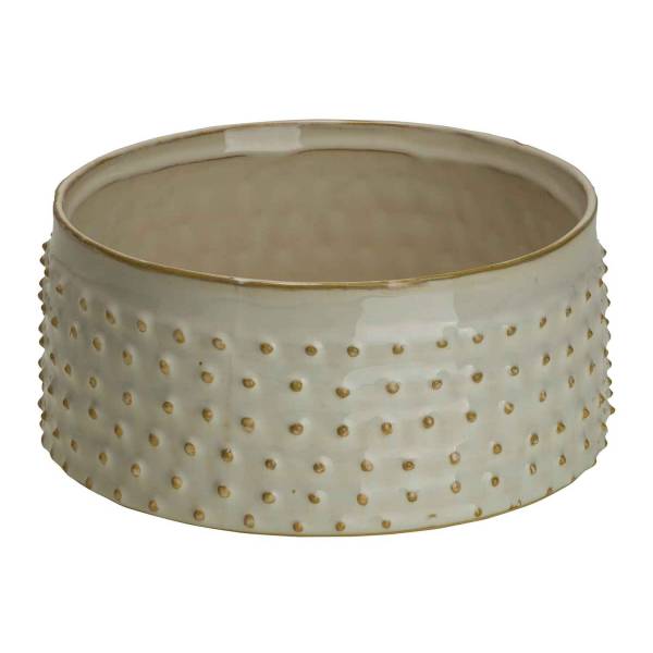 Bowl Glazed Embossed Dots Creme 19,8x19, 5xh9cm Rond Aardewerk 