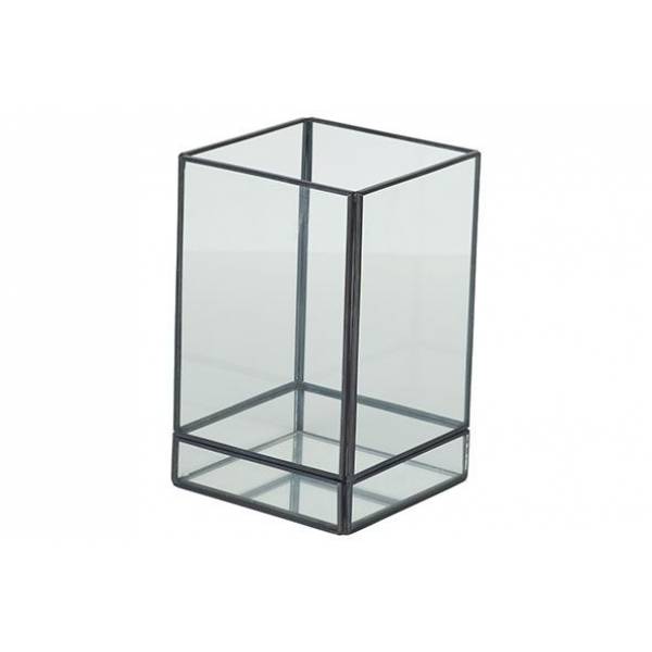 Lantaarn Mirror Grijs 10x10xh16cm Metaal -glas 