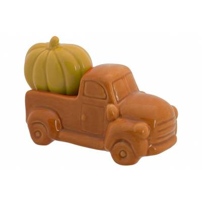 Vrachtwagen With Pumpkin Oranje 1 7,8x17,8xh10,5cm Langwerpig Keramiek  Cosy @ Home
