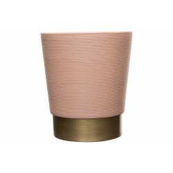 Bloempot Ribbel Gold Bottom Roze 14x14xh 16cm Rond Aardewerk 