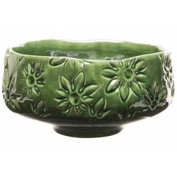 Cosy @ Home Schaal Flowers Lustre Finish Groen 16x16 Xh8cm Rond Aardewerk 