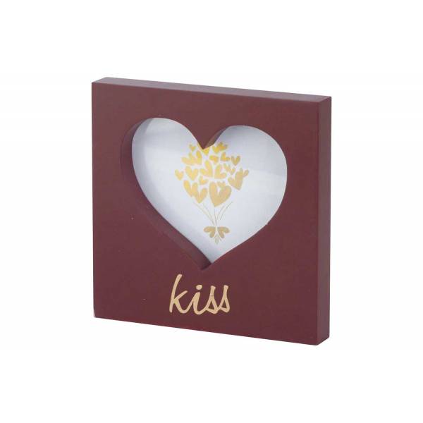 Fotokader Heart Kiss Bordeaux 15x15xh2cm  Hout 