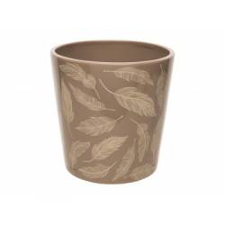 Cosy @ Home Cachepot Feathers Taupe 15x15xh15cm Coni Que Dolomite 