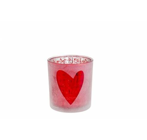 THEELICHTHOUDER LOVE ROOD 7X7XH8CM ROND  Cosy @ Home