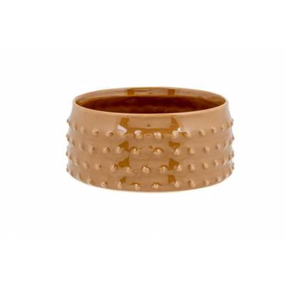 Bol Glazed Embossed Dots Camel 15,5x15,5 Xh7cm Rond Gres  Cosy @ Home