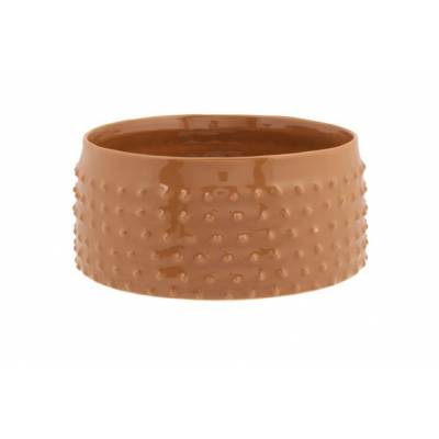 Bol Glazed Embossed Dots Camel 19,8x19,5 Xh9cm Rond Gres  Cosy @ Home