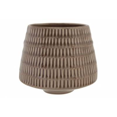 Cachepot Anise Taupe 15,5x15,5xh13,5cm R Ond Conique Gres  Cosy @ Home