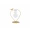 Houder Bird 1x Glass Vase Goud 14x10,5xh 18cm Hart Metaal-glas 