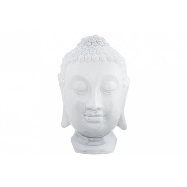 Hoofd Buddha Soft Grey Glazing Grijsxh31 Cm Aardewerk 