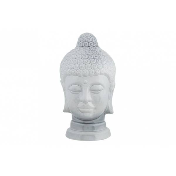 Hoofd Buddha Soft Grey Glazing Grijsxh38 Cm Aardewerk 