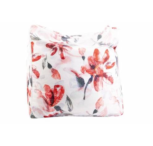 Poef Pink Flowers Wit 55x55xh38cm Polyester  Cosy @ Home