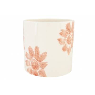 Cachepot Flower Print Rose 10x10xh10cm C Ylindrique Gres  Cosy @ Home
