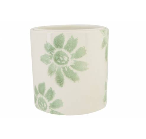 Bloempot Flower Print Groen 13x13xh13cm Cilindrisch Aardewerk  Cosy @ Home