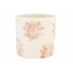 Cosy @ Home Cachepot Flower Print Rose 15x15xh15cm C Ylindrique Gres 