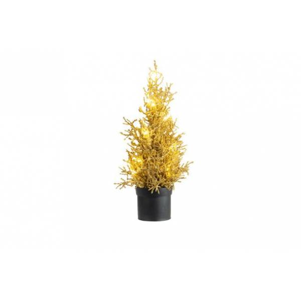Kerstboom 15 Led Lights Glitter Goud 13x 13xh33cm Kunststof Excl 3 Aaa Batt 