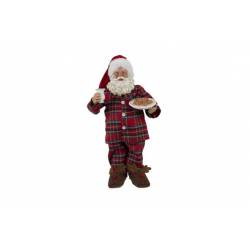 Santa In Pajamas Rood 20x14xh36cm Polyes Ter 