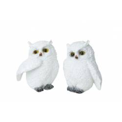 Cosy @ Home Hibou Ass2 Gris Clair 10,8x8,5xh12cm All Onge Polyresine 