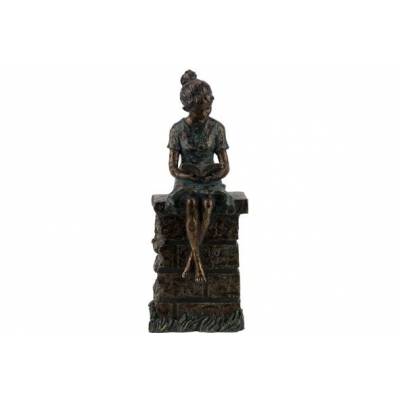 Statue Girl Bronze 18,5x16xh45cm Resine   Cosy @ Home