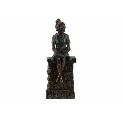 Statue Girl Bronze 18,5x16xh45cm Resine   Cosy @ Home
