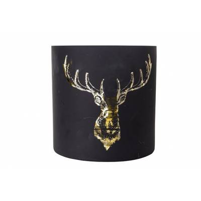 Theelichthouder Deerhead Gold Matt Zwart  20x20xh20cm Rond Glas  Cosy @ Home