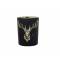 Theelichthouder Deerhead Gold Matt Zwart  9x9xh10cm Rond Glas 