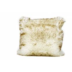 Cosy @ Home Kussen Long Faux Fur Brownwash Wit 45x45 Xh10cm Polyester