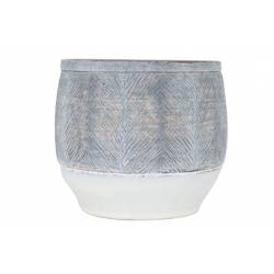 Cosy @ Home Cachepot Grey Wash Brun 14x14xh12,5cm Ro Nd Gres 