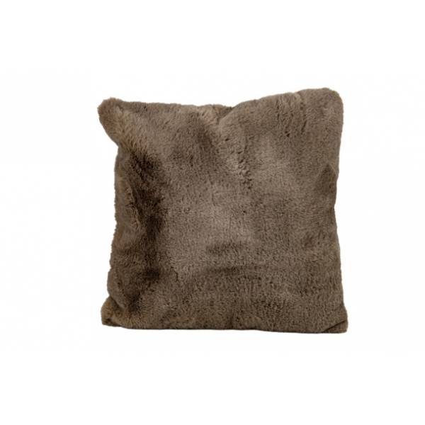 Kussen Thick Faux Rabbit Fur Taupe 45x45 Cm Polyester 