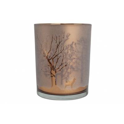 Theelichthouder Trees Koper 10x10xh13cm Glas  Cosy @ Home