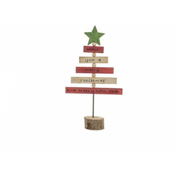Kerstboom Rood Groen 16x5xh29cm Hout  
