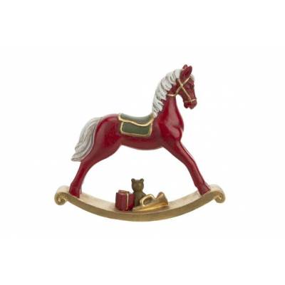 Cheval A Bascule Rouge 14,5x3xh13cm Resi Ne  Cosy @ Home