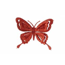 Vlinder Clip Glitter Rood 14x2xh10cm Kun Ststof 