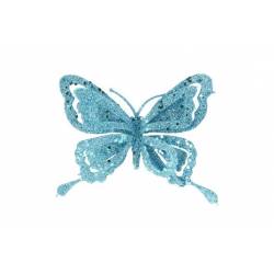 Vlinder Clip Glitter Ijsblauw 14x2xh10cm  Kunststof 