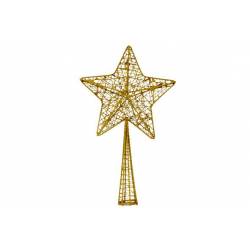 Kerstboompiek Star Glitter Goud 12x4xh28 Cm Kunststof 