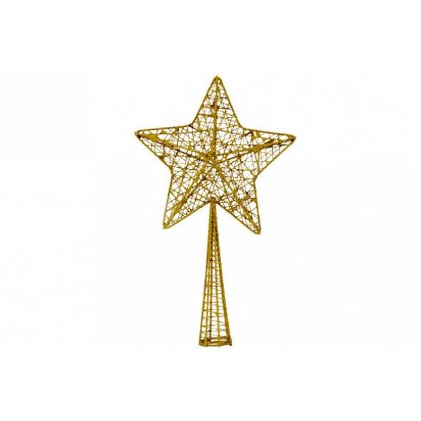 Kerstboompiek Star Glitter Goud 12x4xh28 Cm Kunststof 