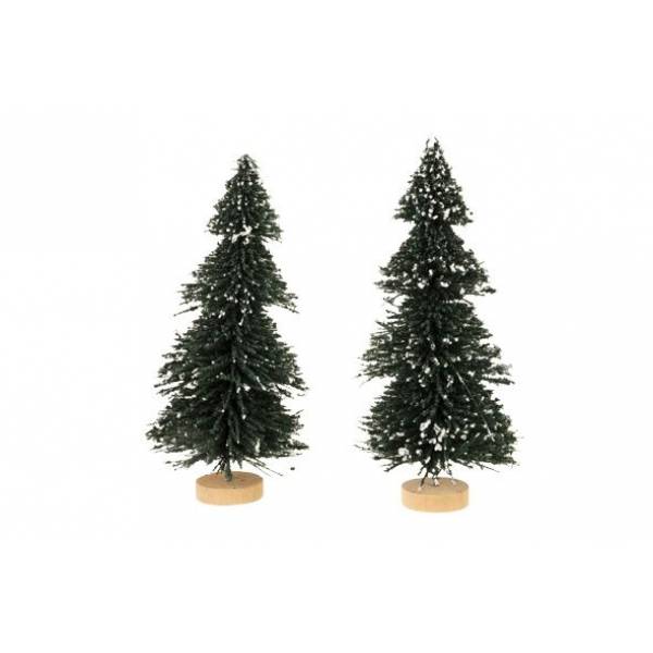 Kerstboom Set2 With Snow Groen 7x7xh15cm  Kunststof 