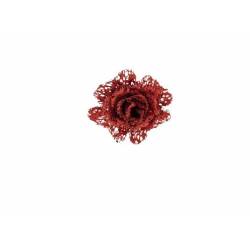 Roos Clip Glitter Rood 10x10xh8cm Kunsts Tof 