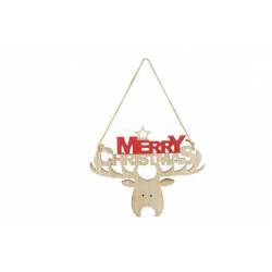 Hanger Merry Christmas  Rood 29x1xh24cm Hout 