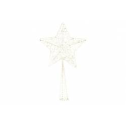 Kerstboompiek Star Glitter Wit 12x4xh28c M Kunststof 