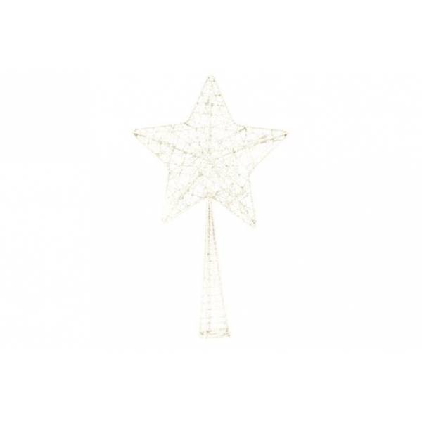 Kerstboompiek Star Glitter Wit 12x4xh28c M Kunststof 