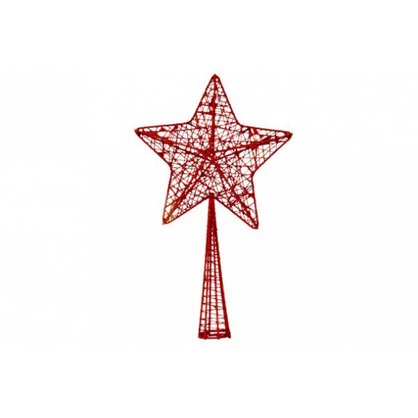 Kerstboompiek Star Glitter Rood 12x4xh28 Cm Kunststof 