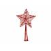 Kerstboompiek Star Glitter Rood 12x4xh28 Cm Kunststof 