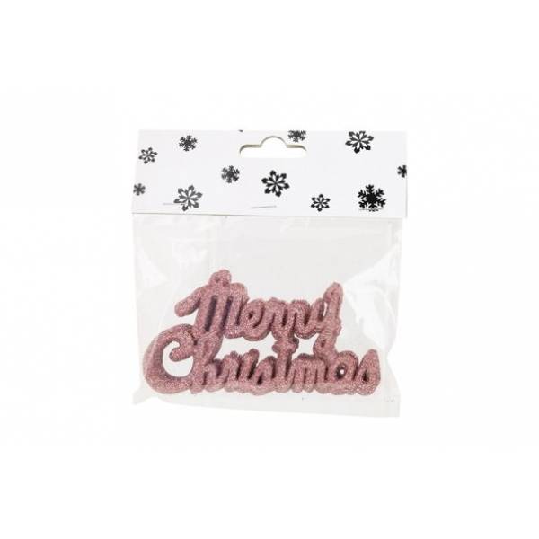 Hanger Set6 Merry Christmas Roze 10cm Ku Nststof 