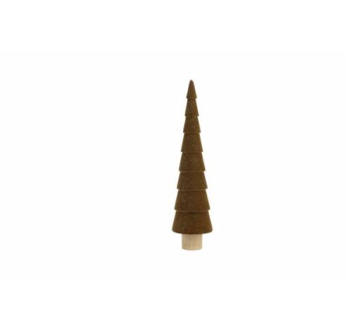 BOOM FLOCKED  BRUIN 6,5X6,5XH27CM HOUT  Cosy @ Home