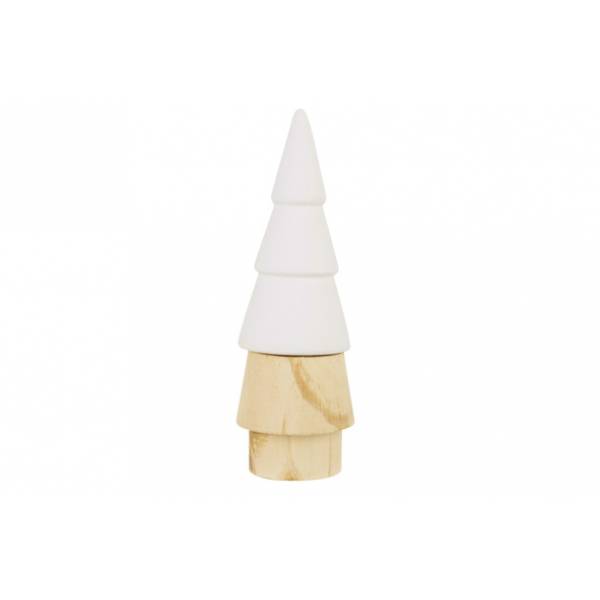 Kerstboom Top Colored Wit 7,5x7,5xh22,5c M Rond Hout 
