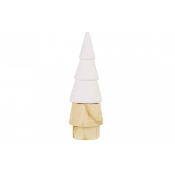 Kerstboom Top Colored Wit 7,5x7,5xh22,5c M Rond Hout 