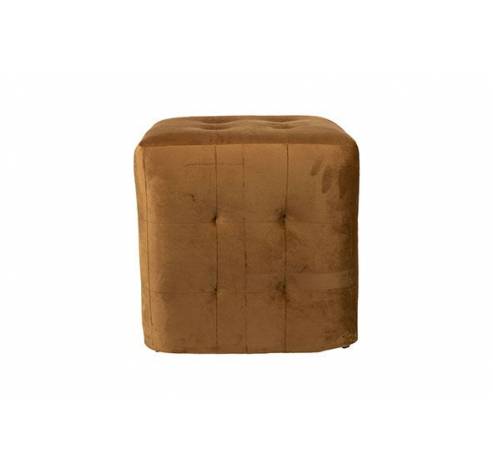 Poef Velours Cognac 40x40xh40cm Polyester  Cosy @ Home