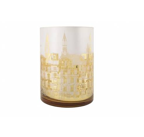 Theelichthouder Houses Goud 18x18xh24cm Glas  Cosy @ Home