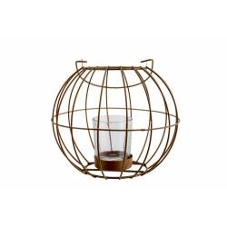 Cosy @ Home Windlicht Powder Coated Tl-holder 5,5x6, 5 Camel 17,5x17,5xh16cm Rond Metaal